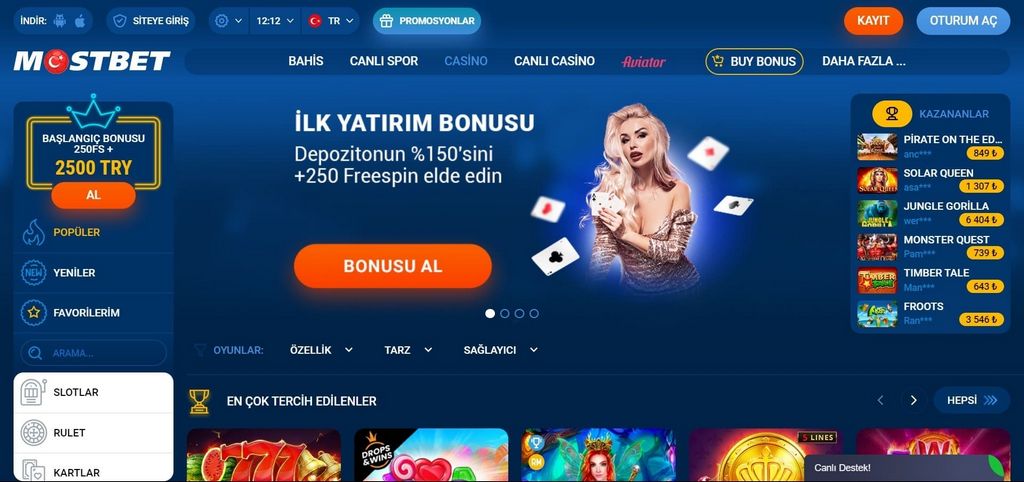 Stránky online kasina Mostbet v České republice