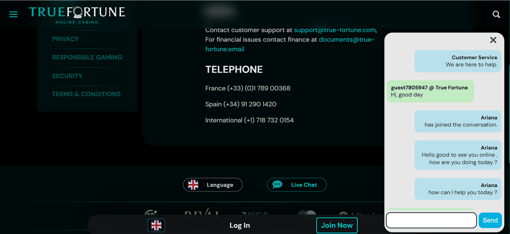 TrueFortune  Casino Site